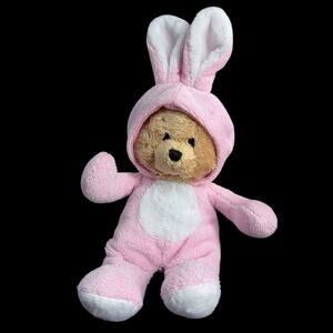 My OLI Bear in Bunny Costume Pink Plush Stuffed Animal Easter 9 In Kawaii Cute